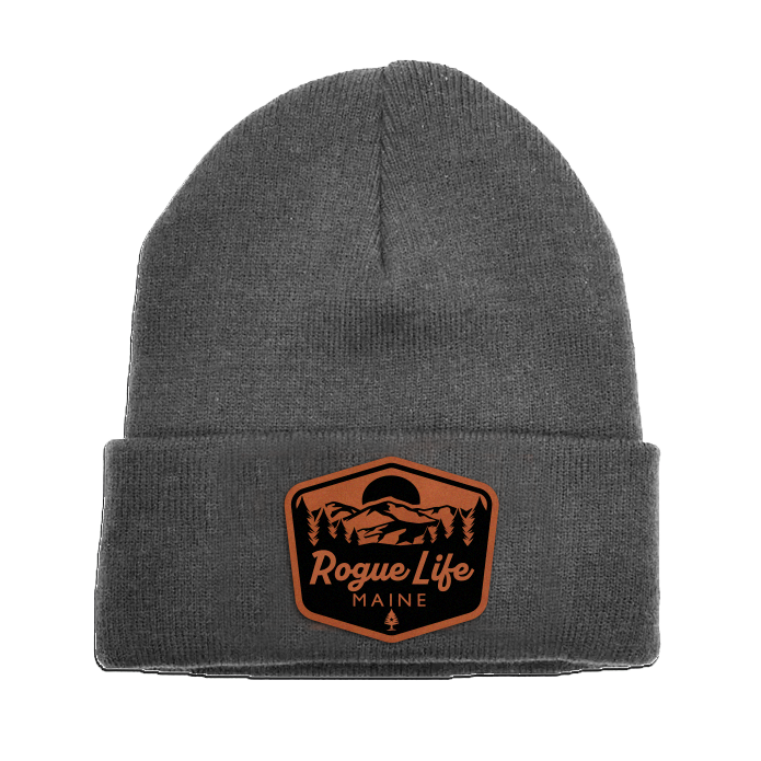 Rogue Life Mountains Leather Patch Fleece-Lined Knit Beanie