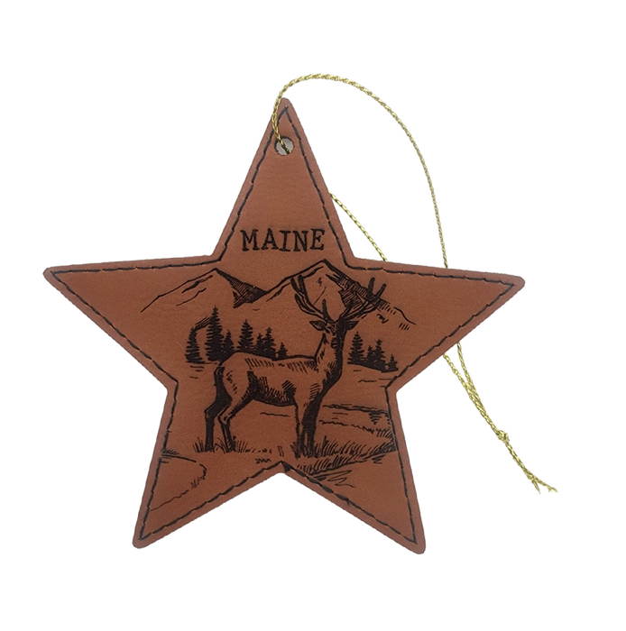 Maine Star-Deer Leather Ornament